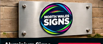 Aluminium sign mounted on a wall